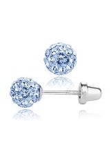 very cute silver pave ball December birthstone baby earrings